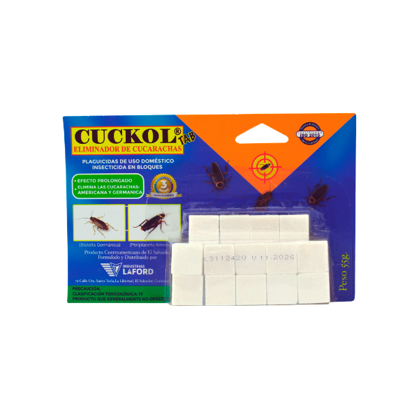 INSECTICIDA BIODEGRADABLE PARA CUCARACHAS EN PASTILLA 55 g CUCKOL