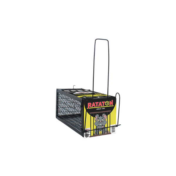 TRAMPA TIPO JAULA PARA ROEDORES METALICA 23.5x11.0x11.0 cm PEQUEÑA NEGRO RATATON