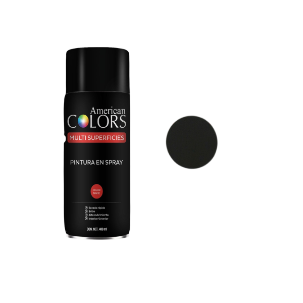 PINTURA SPRAY NEGRO MATE 400 ml AMERICAN COLORS N4