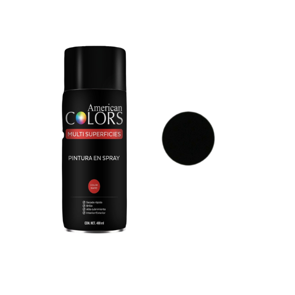 PINTURA SPRAY NEGRO BRILLANTE 400 ml AMERICAN COLORS N39