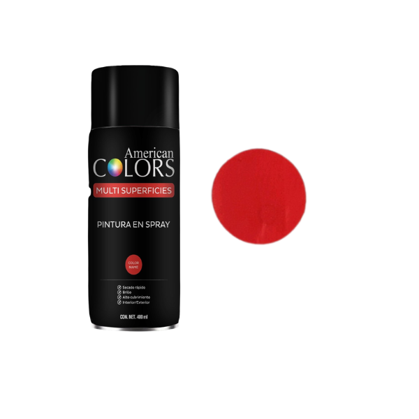 PINTURA SPRAY ROJO FLUORESCENTE 400 ml AMERICAN COLORS N1001