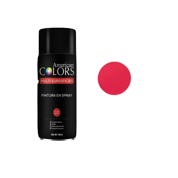 PINTURA SPRAY ROSADO FLUORESCENTE 400 ml AMERICAN COLORS N1002