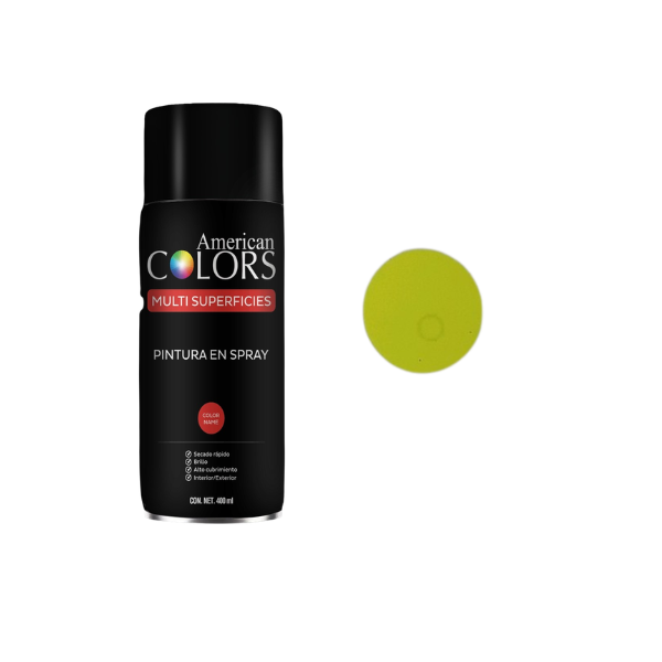 PINTURA SPRAY AMARILLO FLUORESCENTE 400 ml AMERICAN COLORS N1005