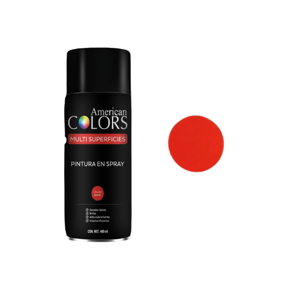PINTURA SPRAY NARANJA FLUORESCENTE 400 ml AMERICAN COLORS N1006