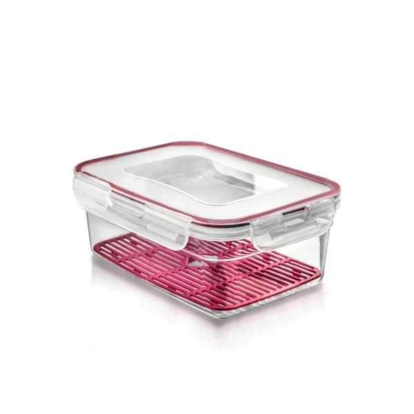 HERMETICO RECTANGULAR C/TAPA CLICK 1.1LT PLASTICO ROJO TACOPLAST 3272