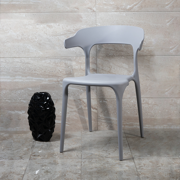 SILLA APILABLE C/RESPALDO GRIS 44X47X77CM (H608G)