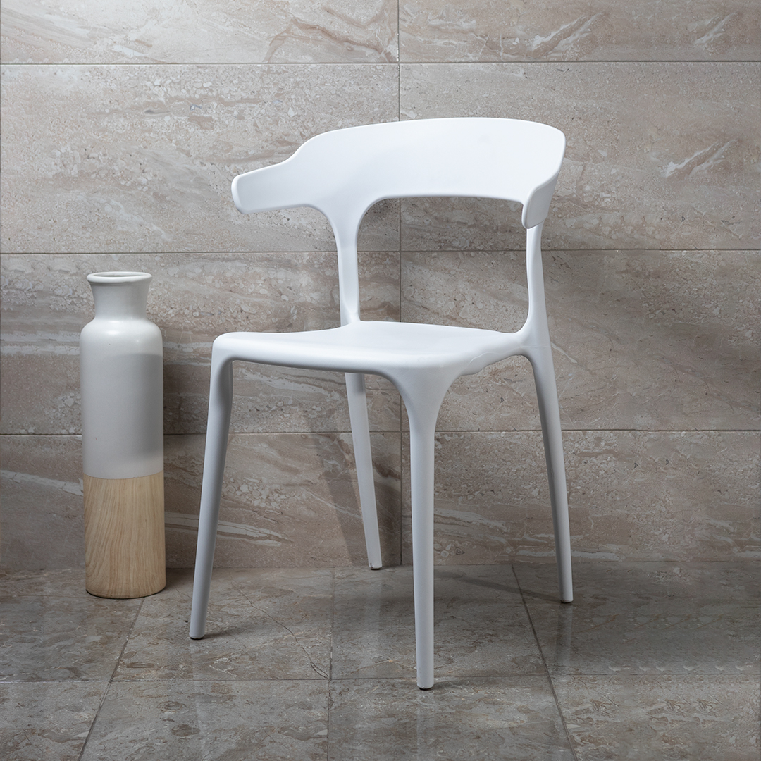 SILLA APILABLE C/RESPALDO BLANCA 44X47X77CM (H608B)