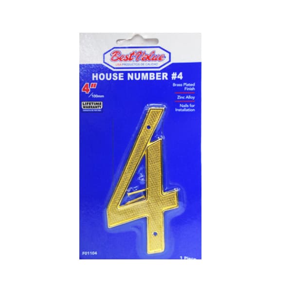 NUMERO 4 DORADO 4 PLG F01104