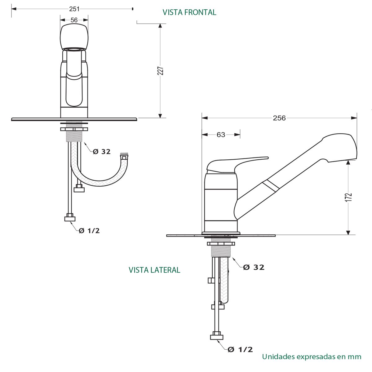 MEZCLADOR FREGADERO MONOCONTROL CROMADO PULL OUT BM (BM825-0201)