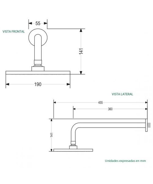 REGADERA IDEAL DE 8 CON BRAZO Y CHAPETON (BM-9011)