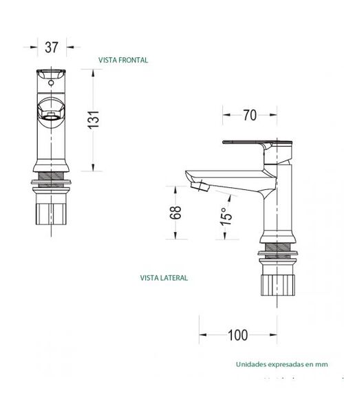 MEZCLADOR LAVAMANO MONOCONTROL CROMADO TOKIO BAJO BM (BM-3501)