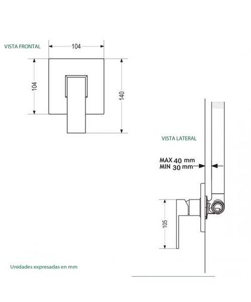 MEZCLADOR DUCHA MONOCONTROL CUADRADO CROMADO TOKIO BM (BM-S003)