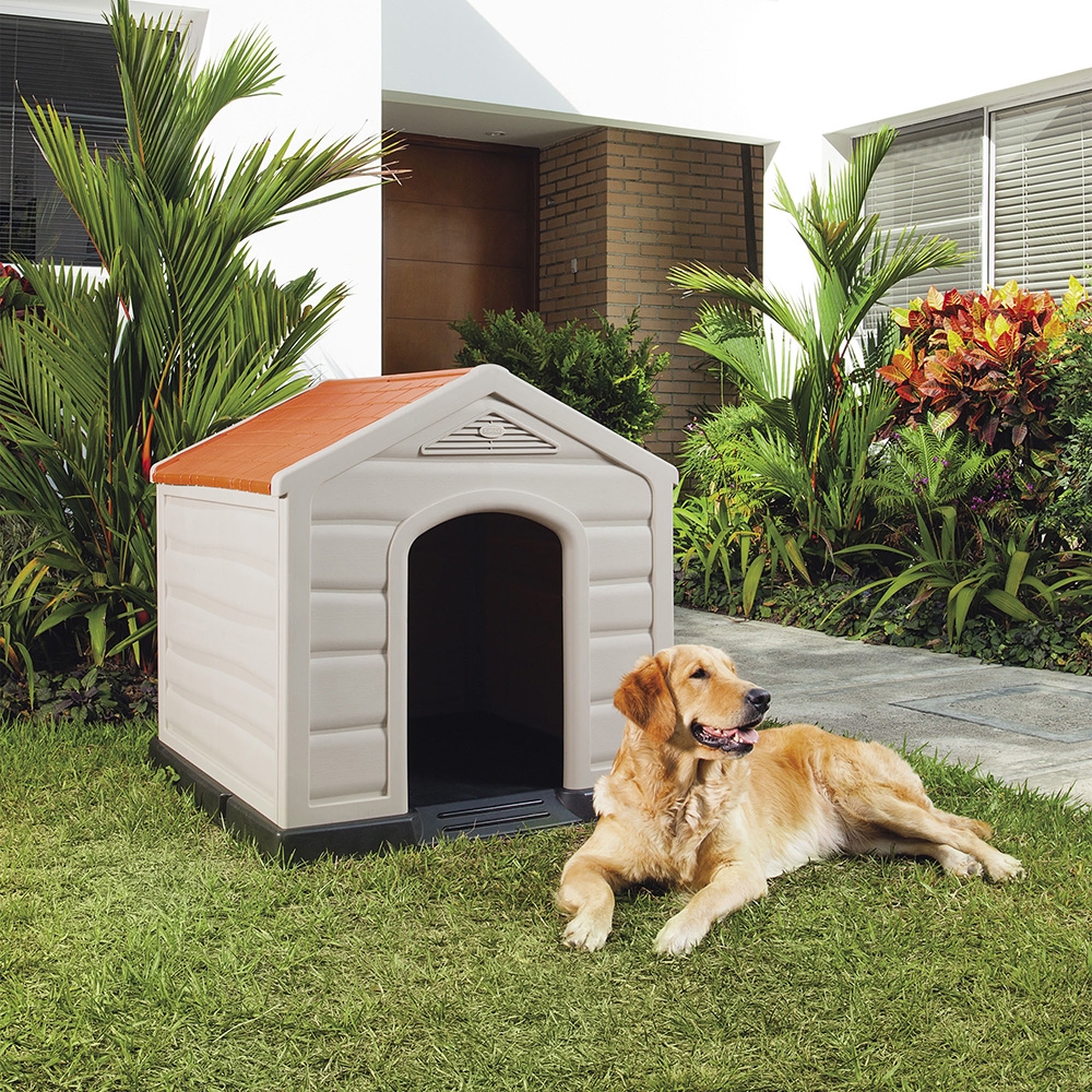 CASA PARA PERRO GRANDE PLASTICO TAUPE 92X90X89CM - Chilax El Salvador