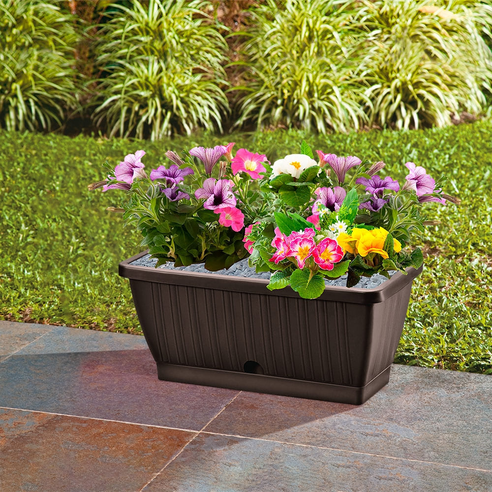 MACETA RECTANGULAR WENGUE RIMAX 40CM