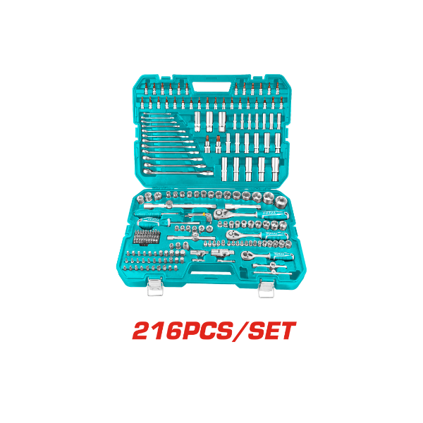 RATCHET TOTAL CON JUEGO DE CUBOS MAS LLAVES DE COMBINACIÓN IND 216PCS THKTHP22166