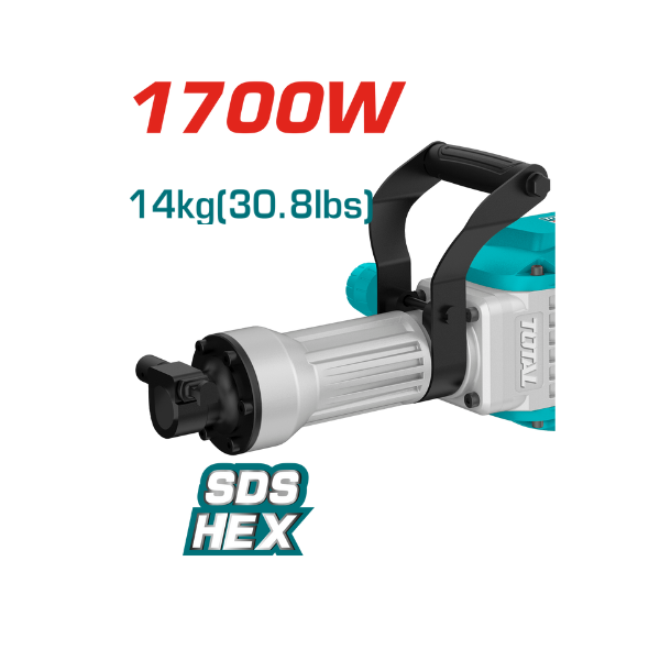 DEMOLEDOR TOTAL IND 1700W 30.8LB 50J SISTEMA DE MANDRIL HEX UTH217068