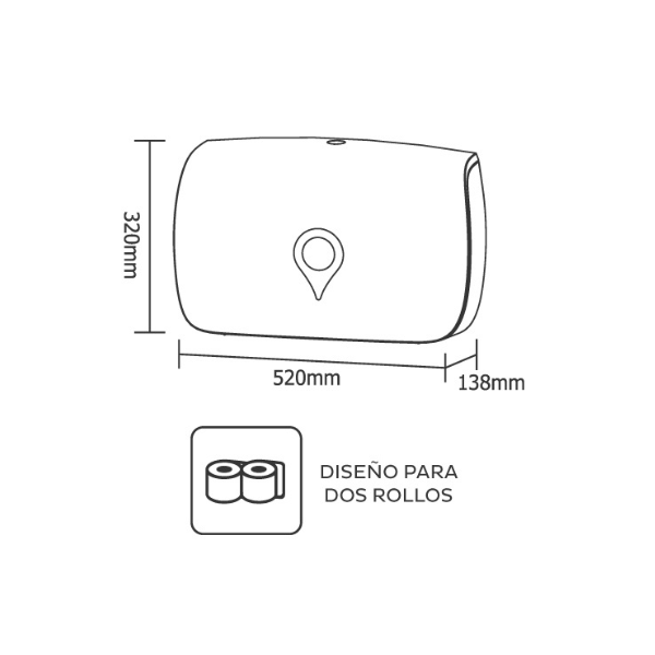 DISPENSADOR PAPEL HIGIENICO DOBLE JUMBO PLASTICO BLANCO CD-8042A