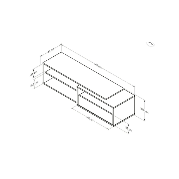 MESA PARA TV AEREA 1.4X0.34X0.4M AMARETTO MTV23119