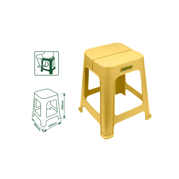 BANCO 38.5X38.5X45CM PLASTICO AMARILLO JADEVER JDPZ1345