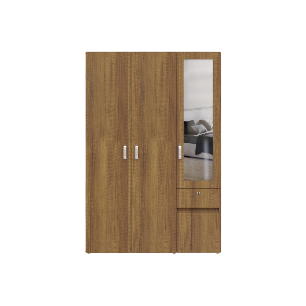 ARMARIO 4 PUERTAS 1 GAVETA CON ESPEJO MDP 120.9x180x49.8 cm CARAMELO MURANO MADERKIT M01409CL-CR