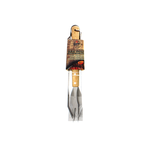 UTENSILIO P/BARBACOA SET 3 PZAS ACERO INOX-MADERA 741-00392
